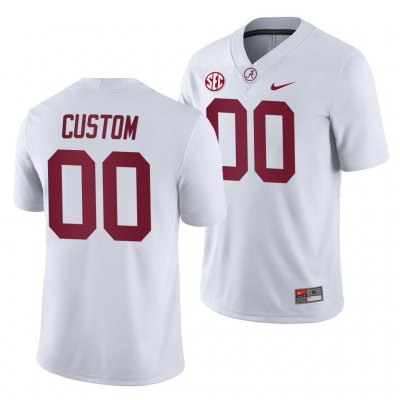 Men's Alabama Crimson Tide #00 Custom White 2019 NCAA Away Game College Football Jersey 2403IIWR3